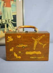 Vintage 1950s Toyville Playland Plane & Car Wooden Case With Handle