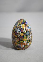 Murano Art Glass Millefiori Egg Paperweight