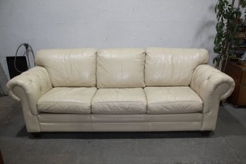 Ivory/cream Tufted Roll Arm Sleeper Sofa