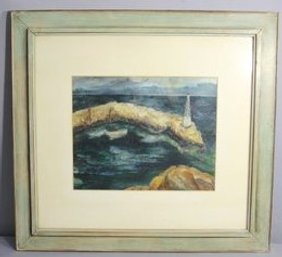 Framed Painting On Board  'Beacon Of The Rugged Shore'