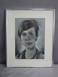 Late Mid 20th Century Compressed Charcoal Portrait Drawing, Signed And Framed