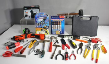 Assorted Tool Lot With Power Tools, Hand Tools, And Repair Kits