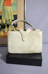 Vintage Cream Block Leather Handbag
