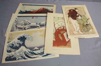 Lot Of 5 Reproduction Japanese Prints From Metropolitan Museum Of Art