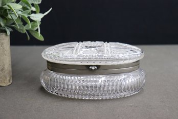 American Brilliant Cut Glass Oval Dresser/Jewelry Hinged Box