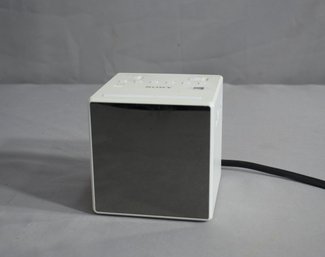 White Sony Dream Cube AM/FM Clock Radio Model No.  ICF C11