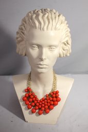 Red Ball Bead And Figure Eight Chain Necklace