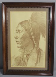 Framed Portrait Of Native American Pride' Number And Signed