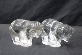 Pair Of Martinsville Crystal Mama Bear Figurines