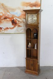 Butler Grandmother Clock With Integrated Shelving-Clock Untested