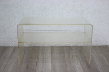 Vintage Clear Acrylic Waterfall Coffee Table With Under Carriage Shelf