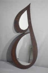 Raw Rusted Metal Sculptural G Wall Mirror