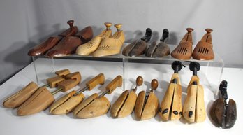 Collection Of Vintage And Modern Wooden Shoe Stretchers And Shoe Trees