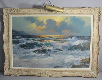 Vintage Framed 'Tempest's Glow: An A.D. Zigurski Seascape Original' O/c