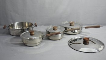 Group Lot Of 8 Pieces Vintage Wood-Handles Cookware