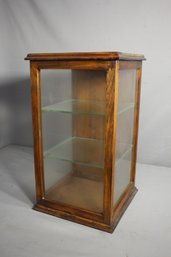 'Vintage Vitrine: Classic Wooden Display Cabinet-Counter Top