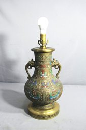 Illuminated Antiquity- Cloisonn Enamel Brass Lamp