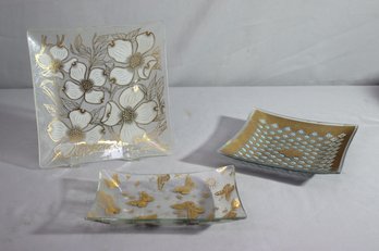 Vintage Georges Briard  & Fred Press Fruit Bent Glass Trays