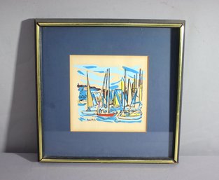 Framed Vintage Raoul Dufy Boat Basin Serigraph Art Print