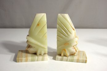 Pair Of 6' Agate Onyx Marble Bookends