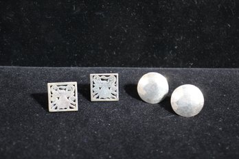 Two Pairs Of Sterling Silver Cuff Links