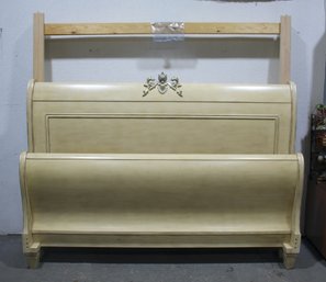 French Country King Size Sleigh Bed In Pickled Blonde Oak Finish
