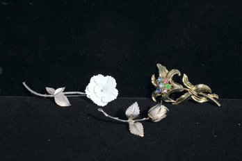 Three Single Stem Flower Pins