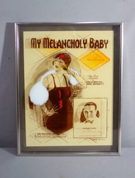 Vintage Hand-Colored Lucid Lines Photograph On Glass, My Melancholy Baby