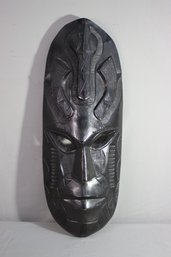 Vintage West African Tribal Spirit Dark Mask With Profuse Etching