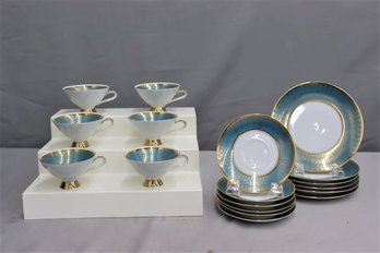Gold Embellish And Trim Winterling Bavarian Porcelain Cups, Saucers, And Plates