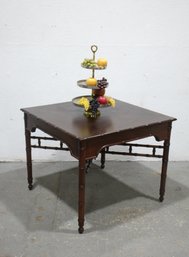 Mahogany And Faux Bamboo Card/tea Table