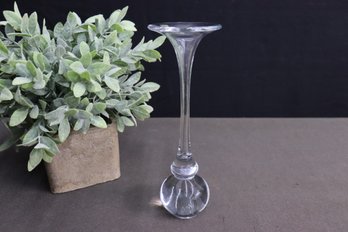 Vintage Glass Crystal Trumpet Flare Bud Vase With Thick Bell Base