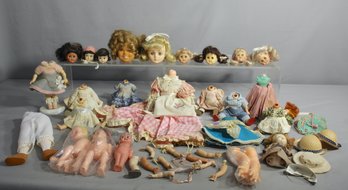 Vintage Doll Parts And Accessories Assortment - A Treasure Trove For Restoration And Craft'