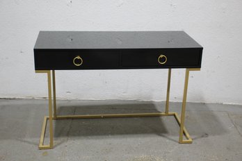 Neoclassical Style Black  Lacquer 2 Draw Desk / Vanity