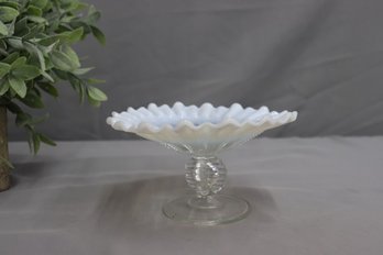 Vintage Northwood Opalescent Glass Pedestal Ruffle Bowl