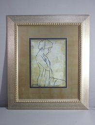 Framed Art Print Dan Bennion Seated Female Nude With Coverture 'Femme Assise I'