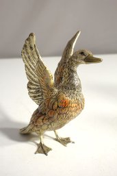 Bronze-Tone Metal Duck Sculpture