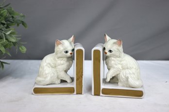 Two Vintage  Leftons Japanese Porcelain Kitty Cat Figurine Bookends