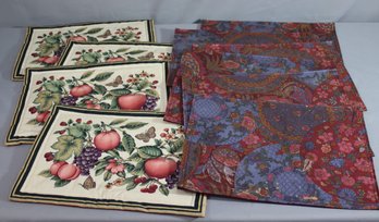 Group Lot Of 10 Paisley (6) And Peaches (4) Placemats