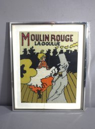 'La Goulue At Moulin Rouge' - Framed Needlepoint  Artwork Inspired By Toulouse-Lautrec