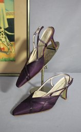 Colorful Creations Purple Satin Slingback Heels Size 7.5