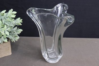 Vintage Art Vannes Crystal Twist Splash Vase, Mark On Bottom