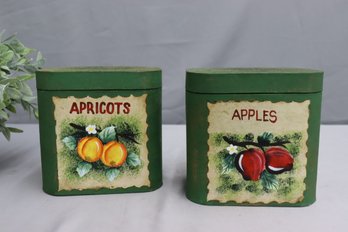 Vintage Painted Wooden Kitchen Fruit Canisters