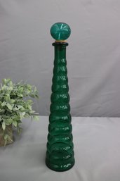 Spanish Green Glass Stacked Rings Decante/Bottle