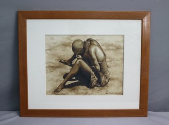 Original Oil (dry Brush) On Illustration Board By Lena Dieck 'Seita' (Study In Sepia), Signed And Dated 1996