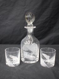 Vintage Leaping Salmon Whisky Decanter And 2 Glasses