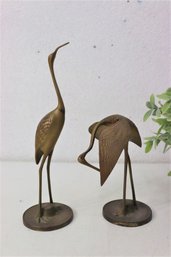 Pair Of Vintage  Brass Cranes, 1980s