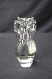 Clear Glass Owl Crystal Figurine Statue Paperweight Heavy Polished Pontil 6'