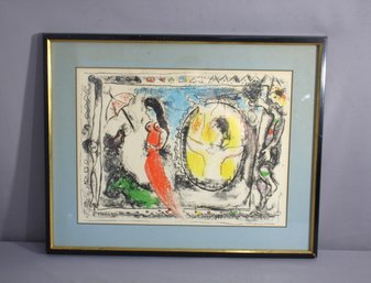 'Woman With Parasol' - Framed Color Print After Marc Chagall