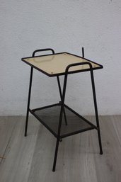 Vintage Telephone Stand Mesh Metal Wire Rack Mid Century Modern Table Magazine